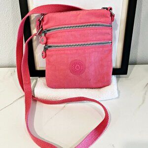 Kipling Womens Top Zip Crossbody Handbag Pink Zipper Pockets Key Fob Lined